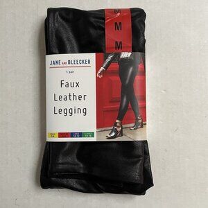 Jane and Bleecker Ladies Faux Leather Legging Womens Medium Black Goth Classic